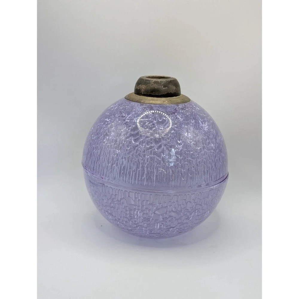 Textured Glass Orb Jar Periwinkle Lavender Neoteric‎ Spherical Decorative Vessel